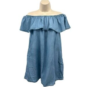 Haute Monde Off the Shoulder Chambray Dress Size S